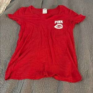 PINK Victoria's Secret Red V-Neck 'PINK Reds' Tee